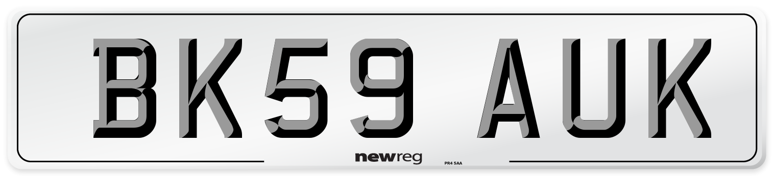 BK59 AUK Number Plate from New Reg